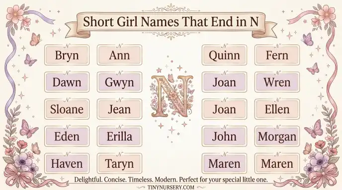 Short Girl Names That End in N